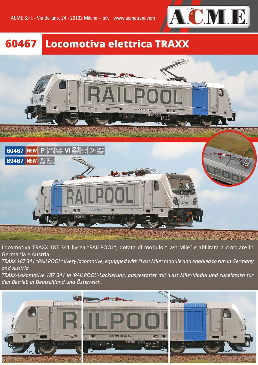ACME - Anonima Costruzioni Modellistiche Esatte - Locomotiva elettrica TRAXX (ref. 60467 / 69467)