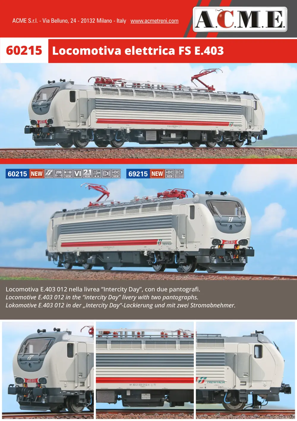 ACME - Anonima Costruzioni Modellistiche Esatte - Locomotiva elettrica FS E.403 (ref. 60215 / 69215)