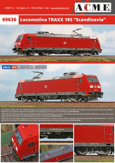 Locomotiva TRAXX 185 "Scandinavia" (ref. 69636) - ACME - Anonima Costruzioni Modellistiche Esatte