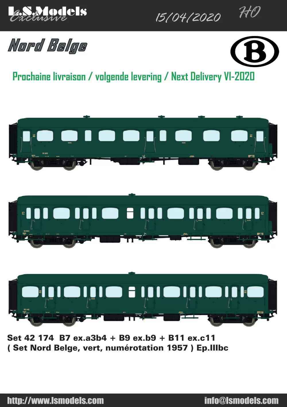 LS Models - Belgian "Express Nord" passenger coaches