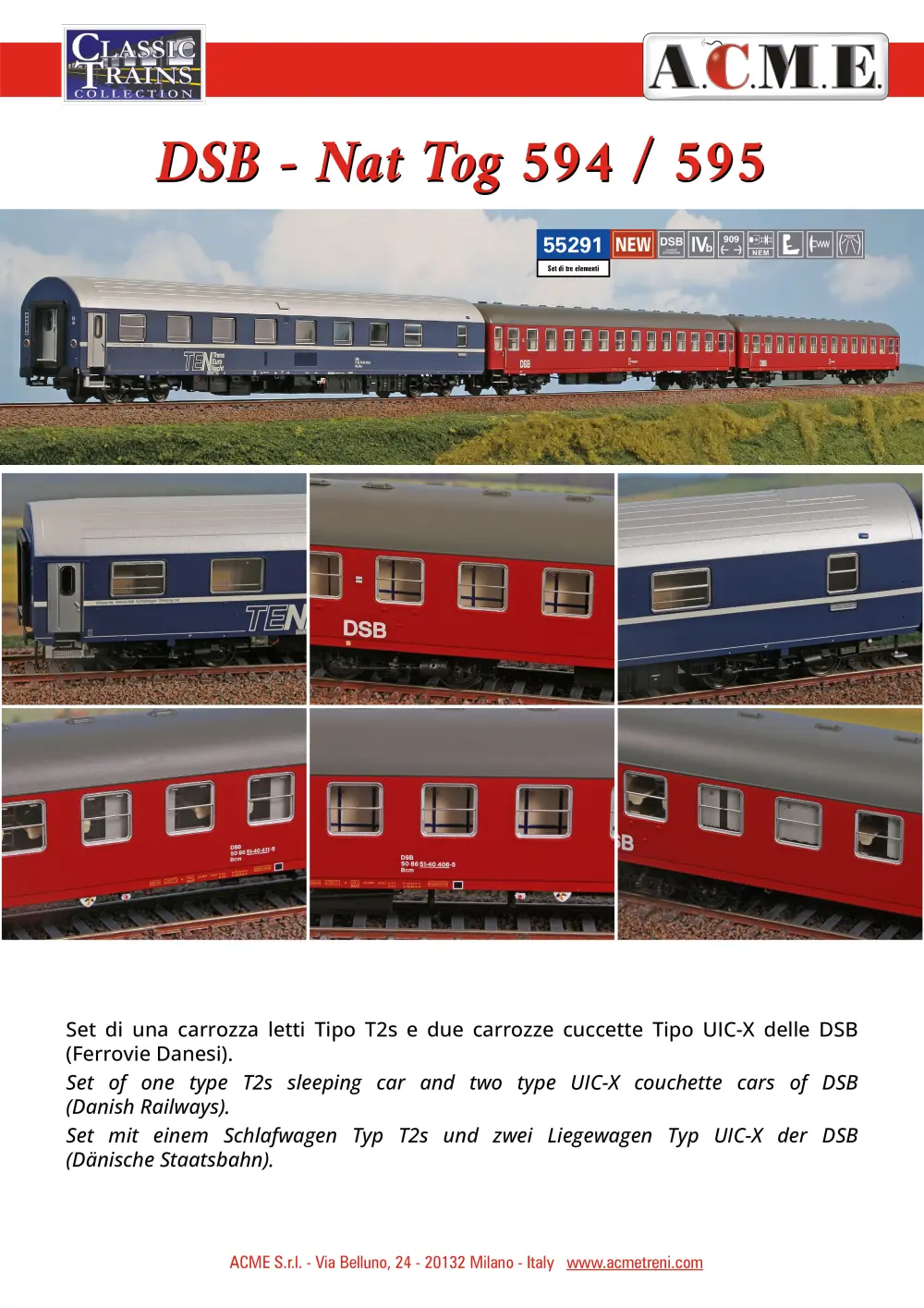 ACME - Anonima Costruzioni Modellistiche Esatte - DSB - Nat Tog 594 / 595 (ref. 55291)