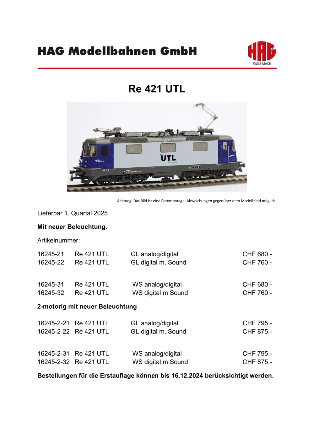 HAG - Re 421 UTL