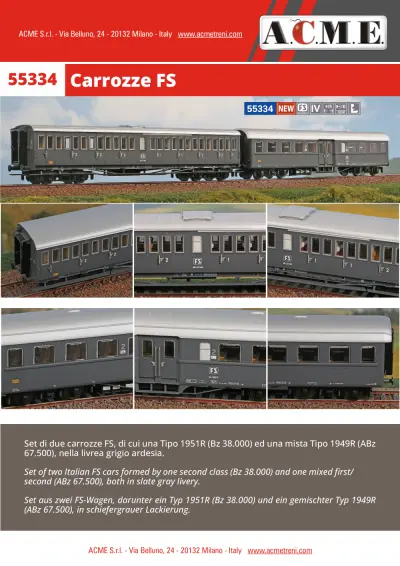 Carrozze FS (ref. 55334) - ACME - Anonima Costruzioni Modellistiche Esatte