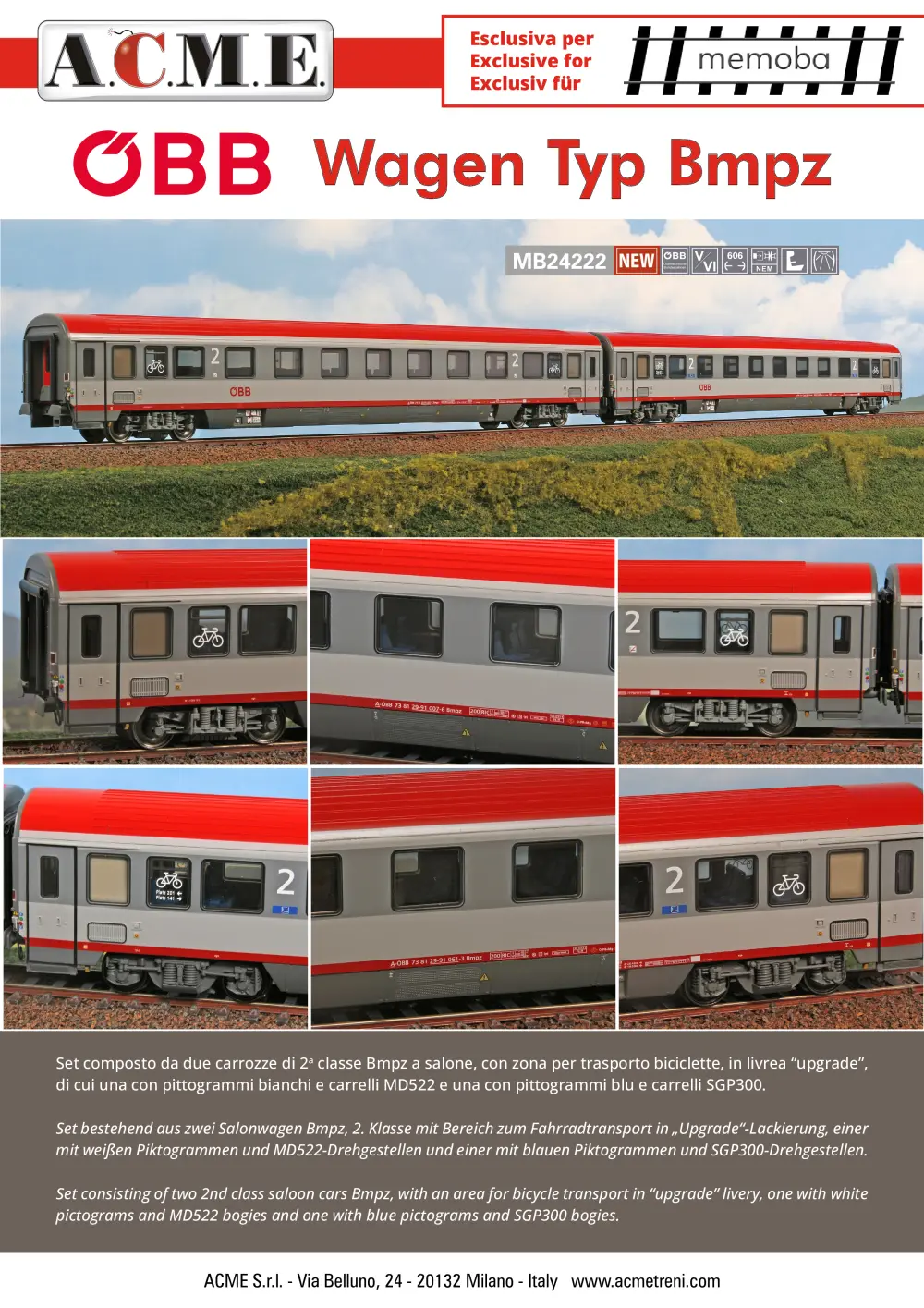 ACME - Anonima Costruzioni Modellistiche Esatte - ÖBB - Bmpz passenger coaches set (ref. MB24222)
