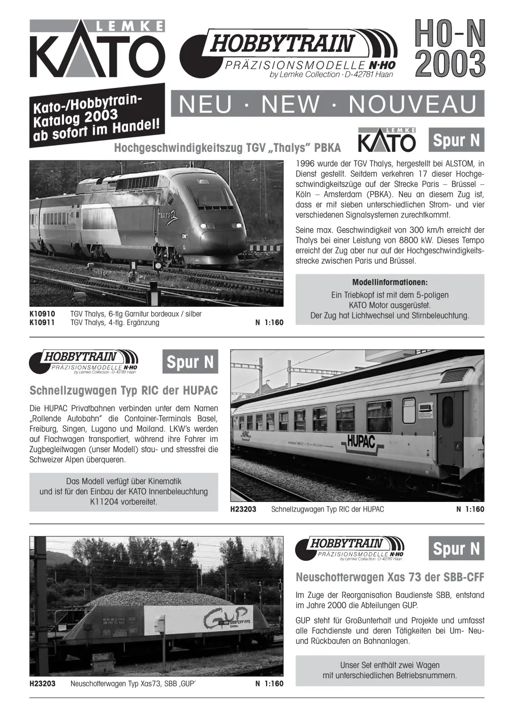 Lemke Collection / Hobbytrain / KATO - Neuheiten 2003