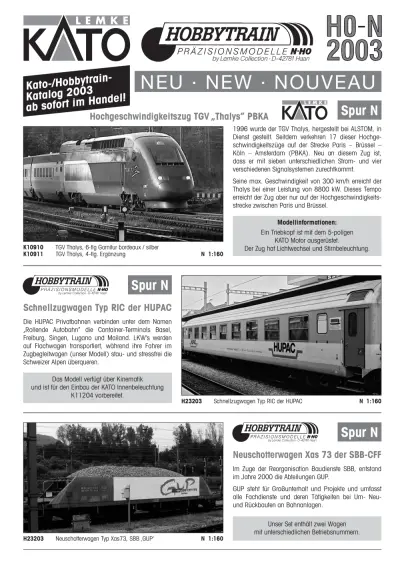 Neuheiten 2003 - Lemke Collection / Hobbytrain / KATO