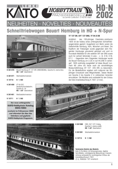 Neuheiten 2002 - Lemke Collection / Hobbytrain / KATO