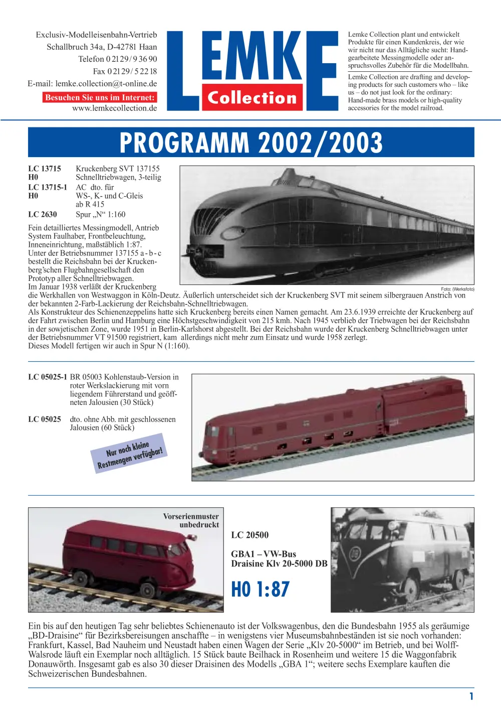 Lemke Collection - Programm 2002 / 2003