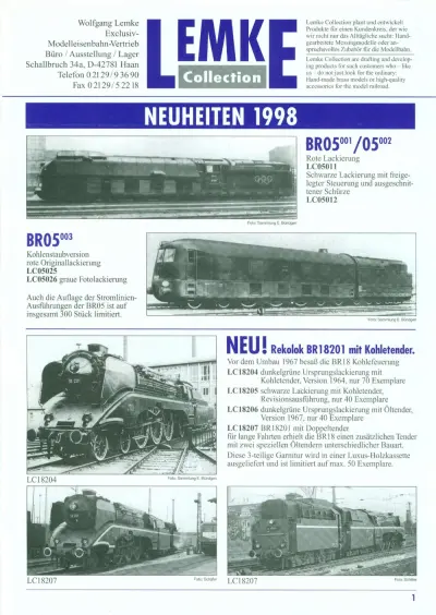 Neuheiten 1998 - Lemke Collection