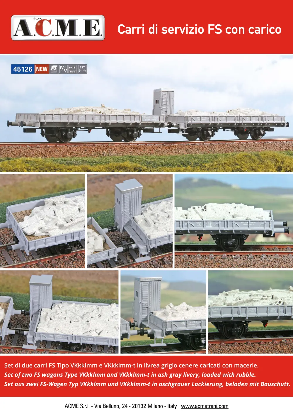 ACME - Anonima Costruzioni Modellistiche Esatte - Carri di servizio FS con carico (ref. 45126)