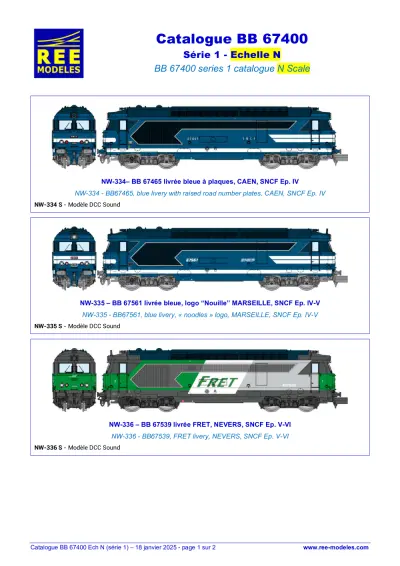 Catalogue BB 67400 (Série 1) - Rails Europ Express (REE) Modèles