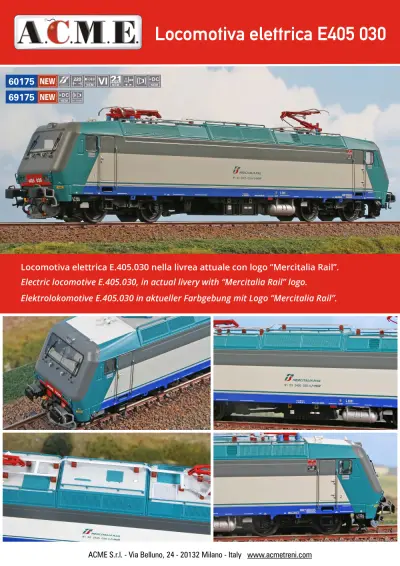 Locomotiva elettrica E405 030 (ref. 60175 / 69175) - ACME - Anonima Costruzioni Modellistiche Esatte