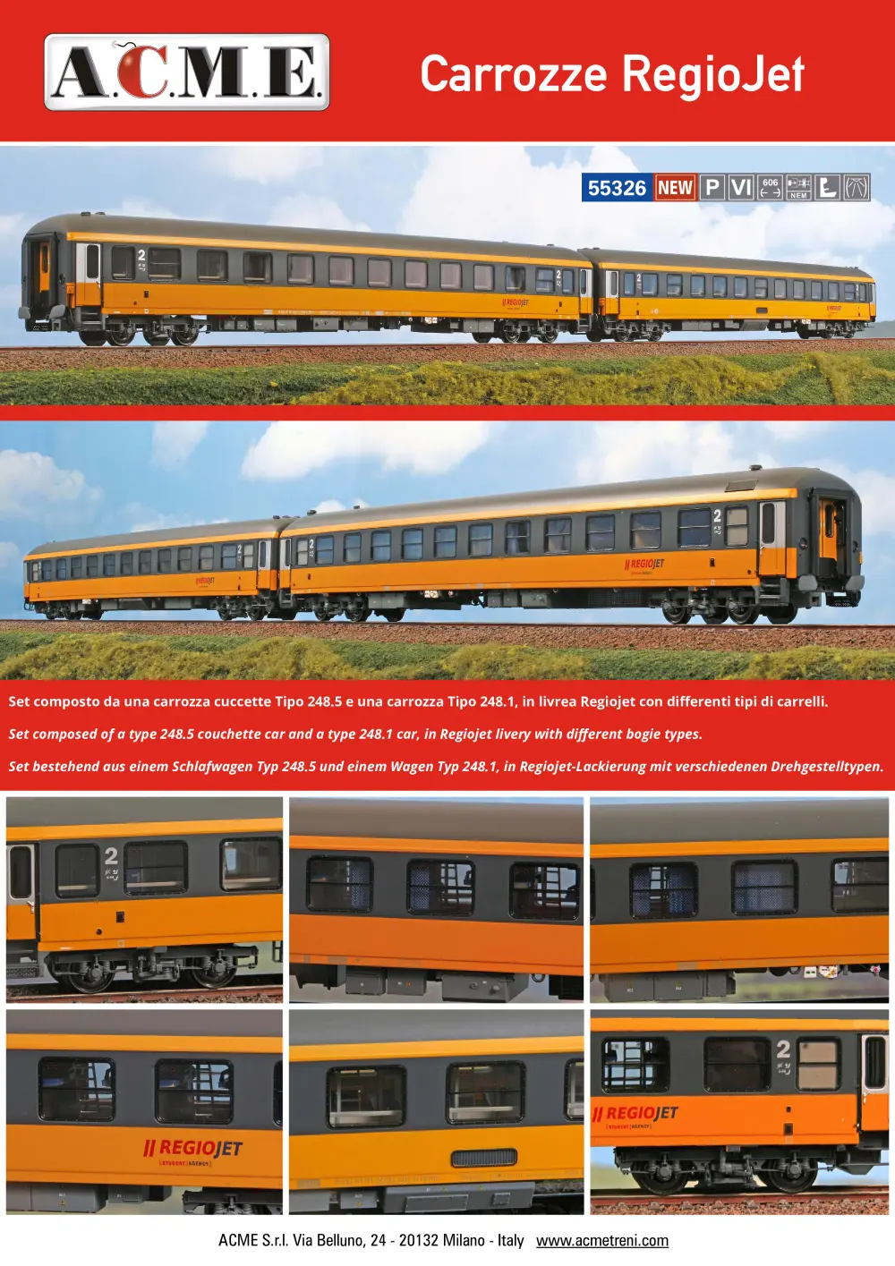 ACME - Anonima Costruzioni Modellistiche Esatte - Carrozze RegioJet (ref. 55326)