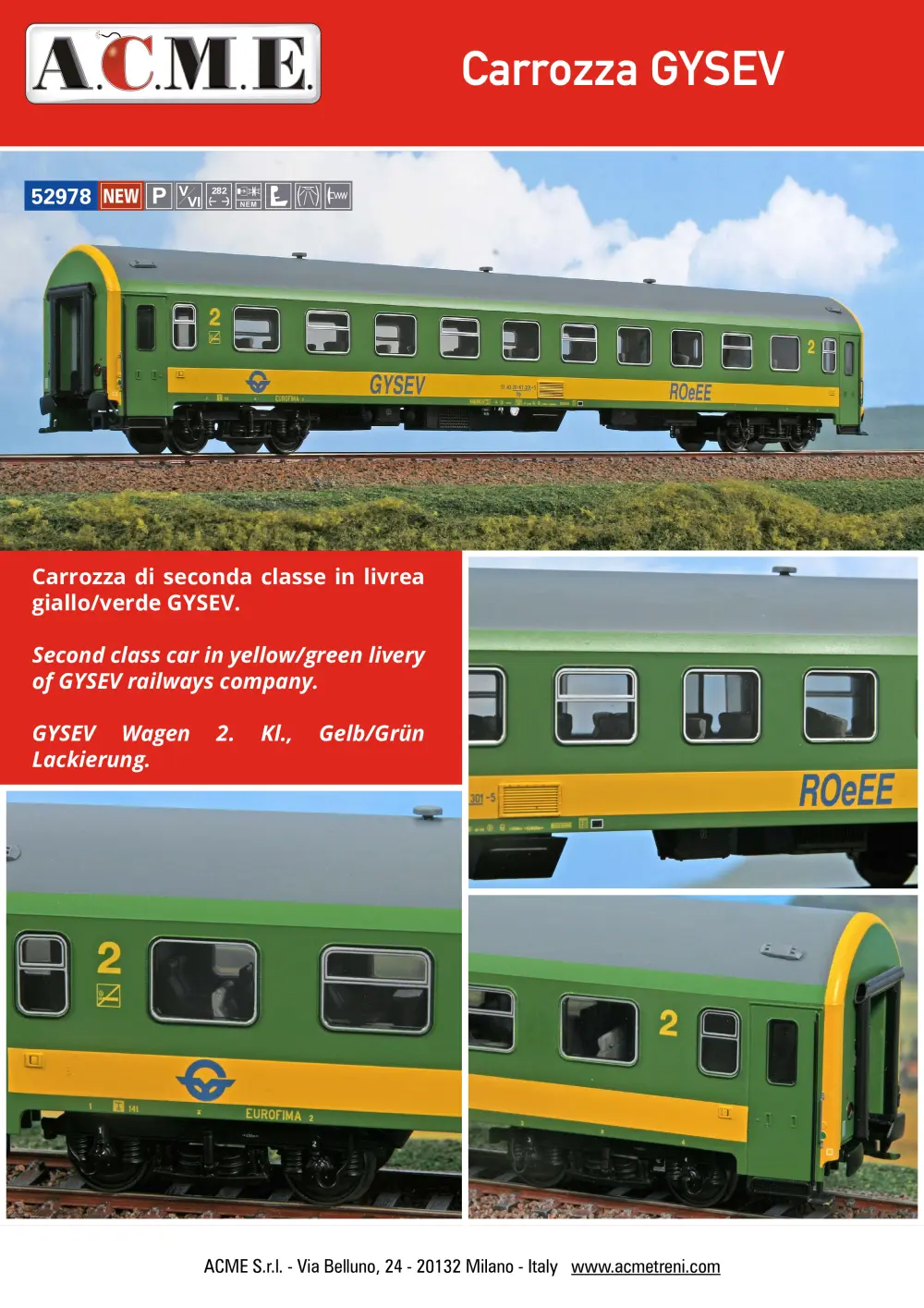 ACME - Anonima Costruzioni Modellistiche Esatte - Carrozza GYSEV (ref. 52978)
