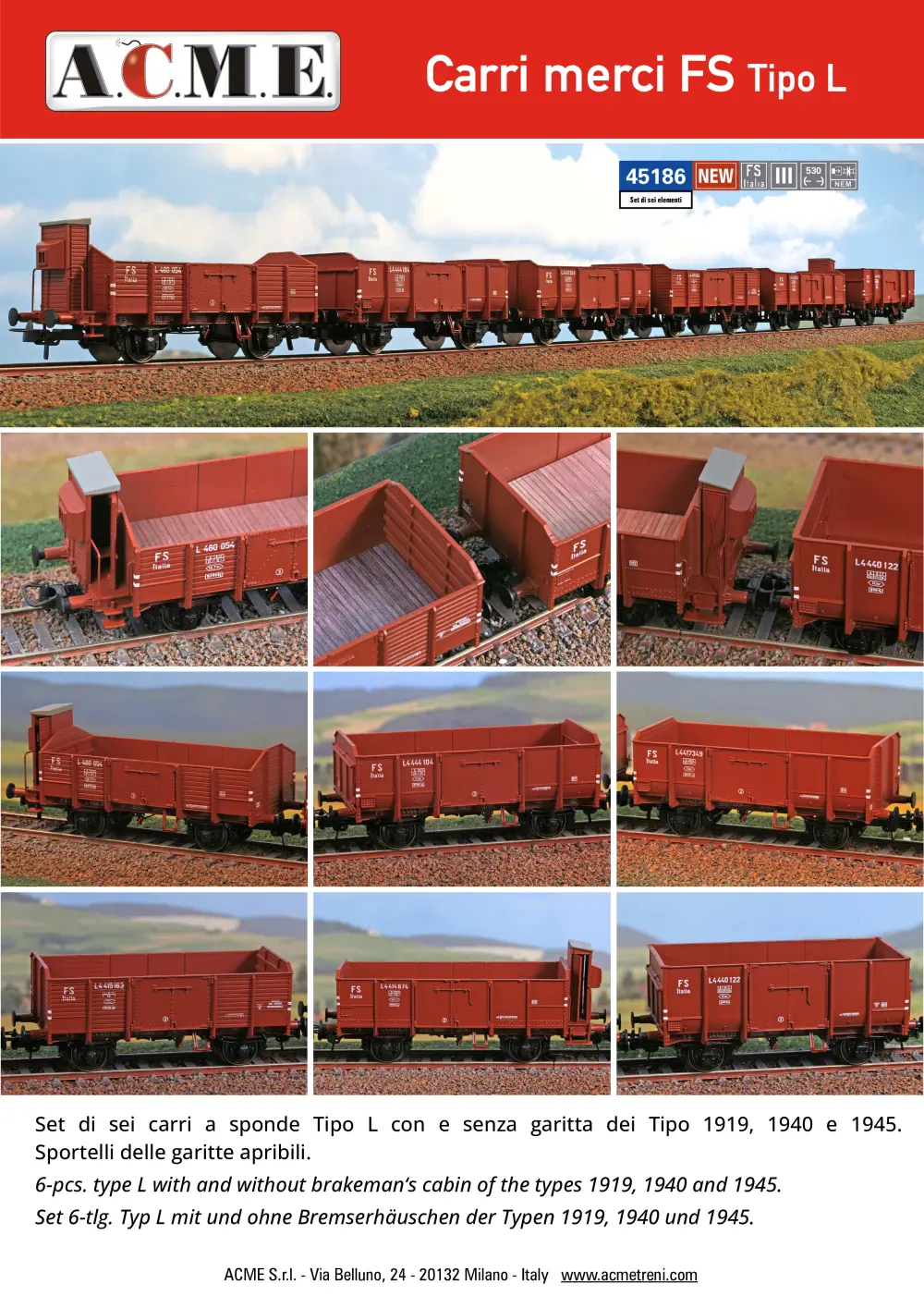 ACME - Anonima Costruzioni Modellistiche Esatte - Carri merci FS Tipo L (ref. 45186)