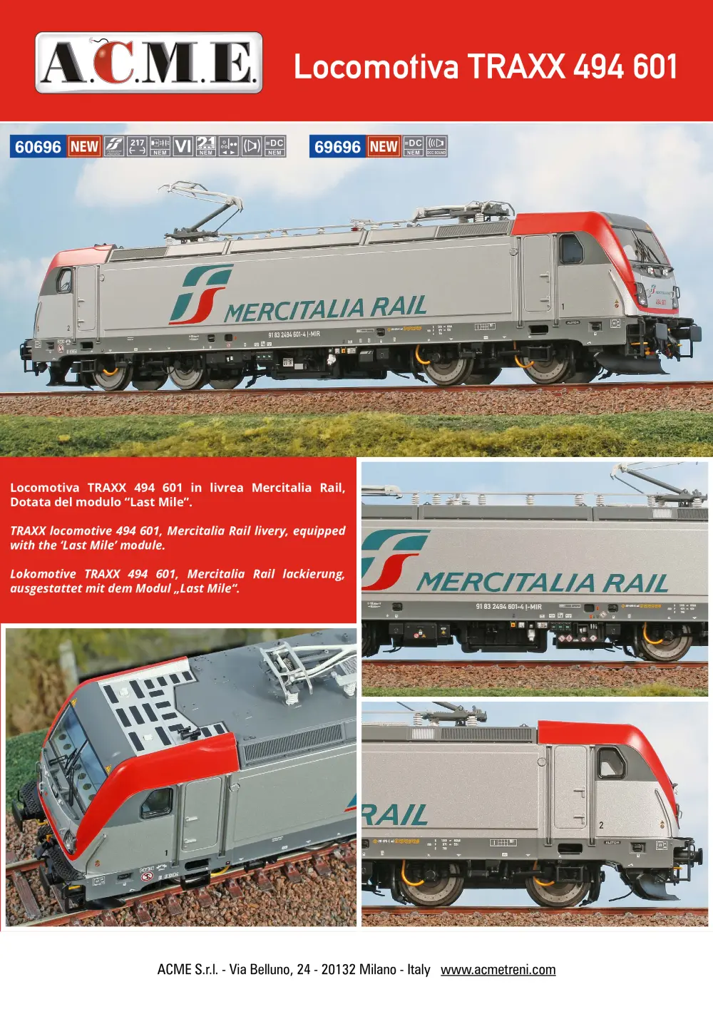 ACME - Anonima Costruzioni Modellistiche Esatte - Locomotiva TRAXX 494 601 (ref. 60696 / 69696)