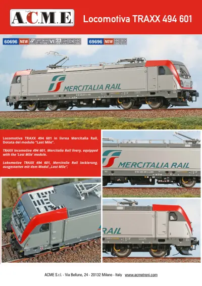 Locomotiva TRAXX 494 601 (ref. 60696 / 69696) - ACME - Anonima Costruzioni Modellistiche Esatte