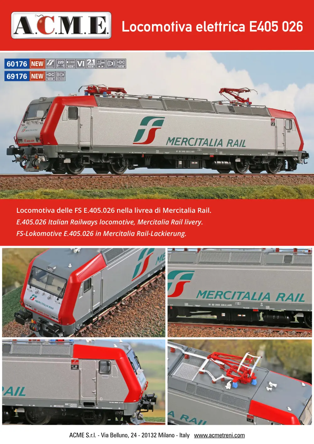 ACME - Anonima Costruzioni Modellistiche Esatte - Locomotiva elettrica E405 026 (ref. 60176 / 69176)
