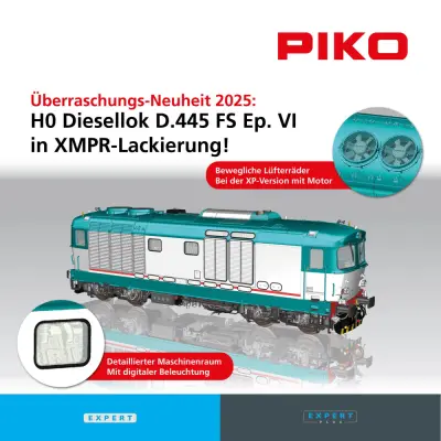 Überraschungs-Neuheit 2025: HO Diesellok D.445 FS Ep. VI in XMPR-Lackierung! - PIKO