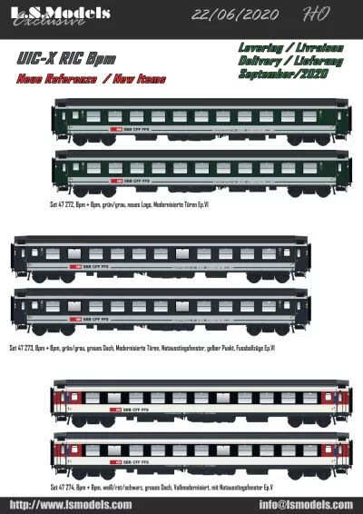 SBB CFF FFS - UIC-X RIC Bpm passenger coaches - LS Models