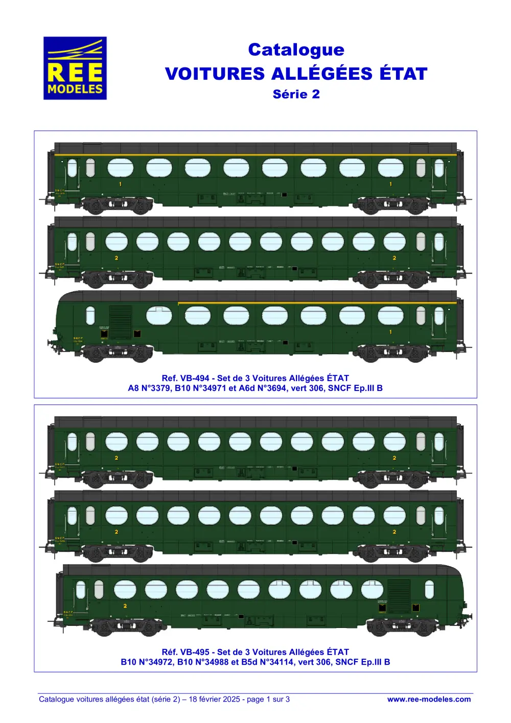 Rails Europ Express (REE) Modèles - Catalogue Voitures Allégées État (Série 2)