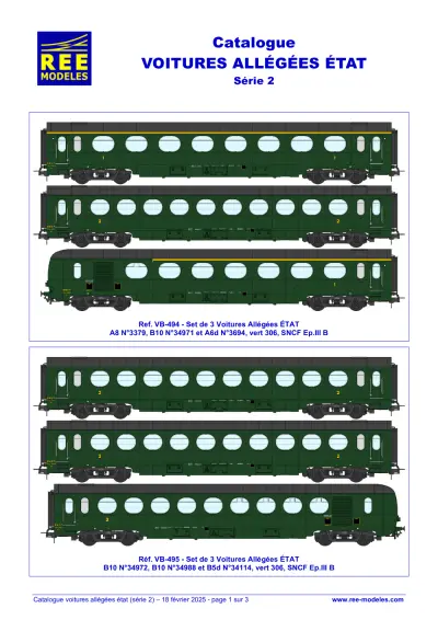 Catalogue Voitures Allégées État (Série 2) - Rails Europ Express (REE) Modèles