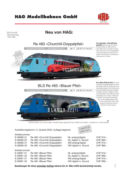 SBB Re 460 "Churchill-Doppelpfeil" & BLS Re 465 "Blauer Pfeil" - HAG