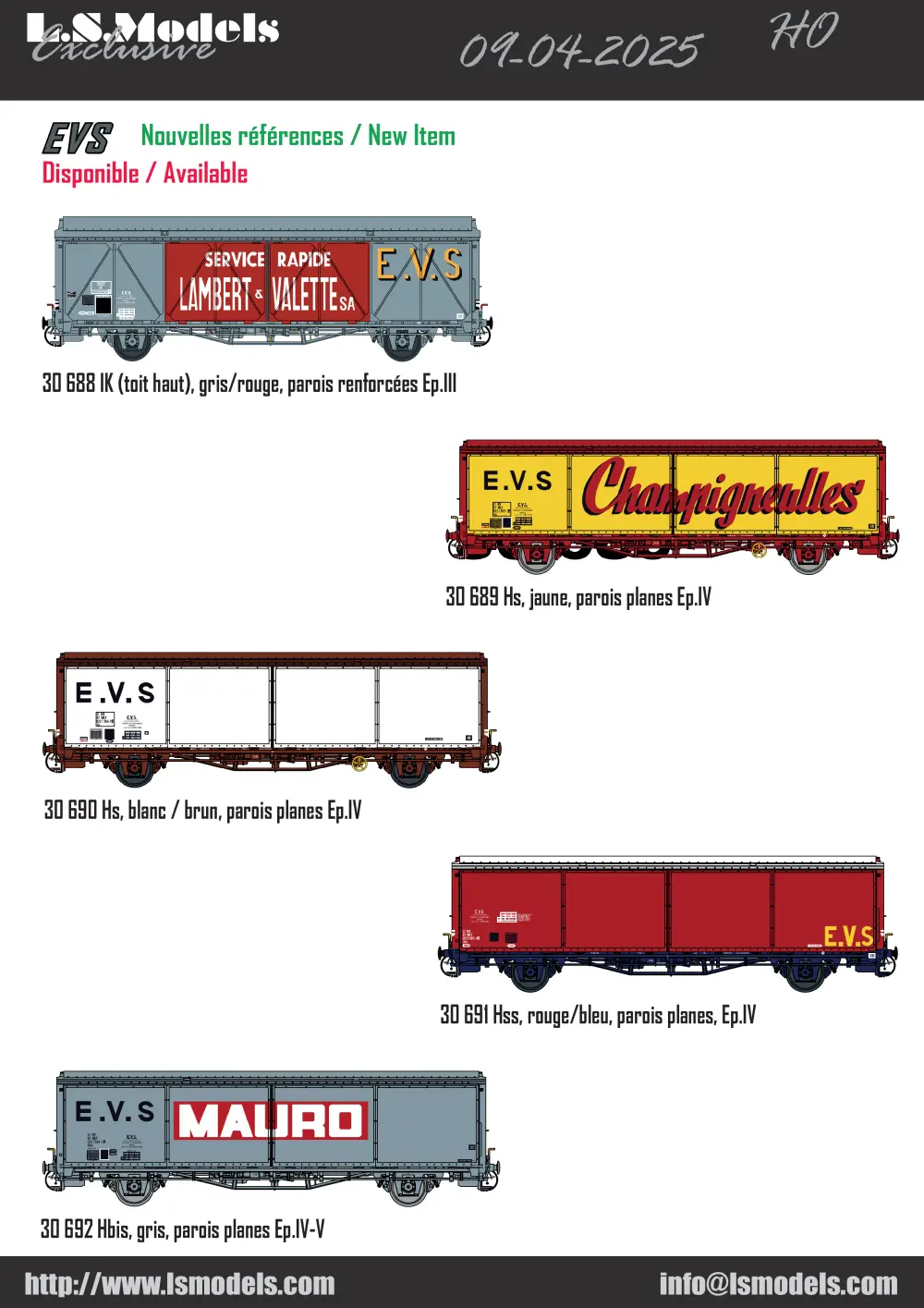 LS Models - Wagons de marchandises "EVS"