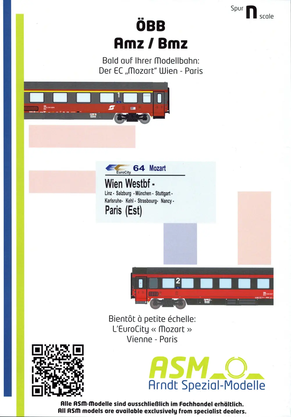 ASM - Arndt Spezial-Modelle - ÖBB - Amz / Bmz Personenwagen - Der EC "Mozart" Wien-Paris