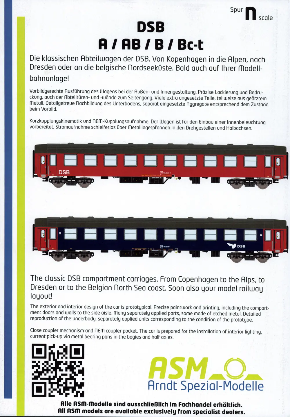 ASM - Arndt Spezial-Modelle - DSB - A / AB / B / Bc-t Personenwagen