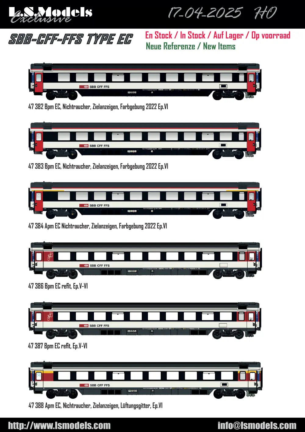 LS Models - SBB CFF FFS - App / Bpm EC passenger coaches