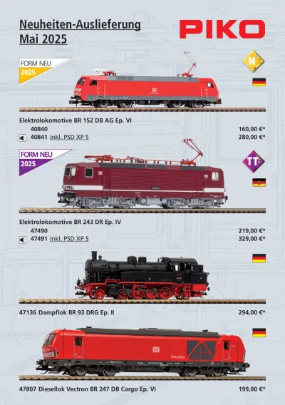 Neuheiten-Auslieferung Mai 2025 - PIKO