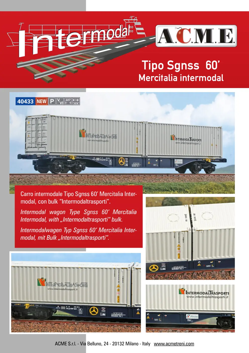 ACME - Anonima Costruzioni Modellistiche Esatte - Tipo Sgnss 60' Mercitalia Intermodal (ref. 40433)