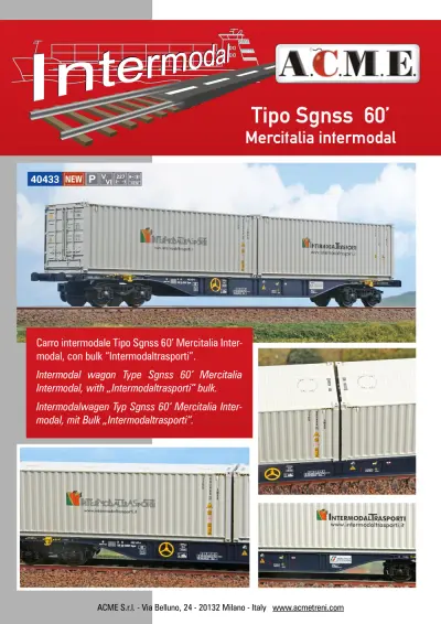 Tipo Sgnss 60' Mercitalia Intermodal (ref. 40433) - ACME - Anonima Costruzioni Modellistiche Esatte