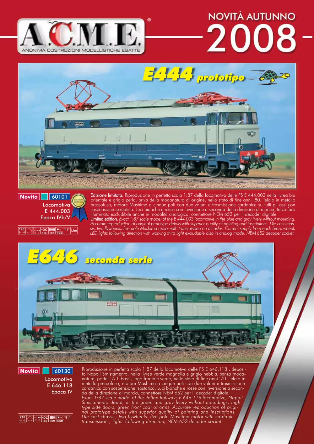 ACME - Anonima Costruzioni Modellistiche Esatte - Novelties Autumn 2008