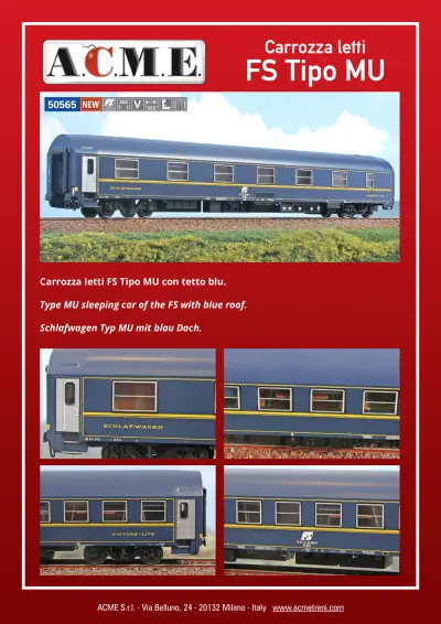 Carrozza letti FS Tipo MU (ref. 50565) - ACME - Anonima Costruzioni Modellistiche Esatte
