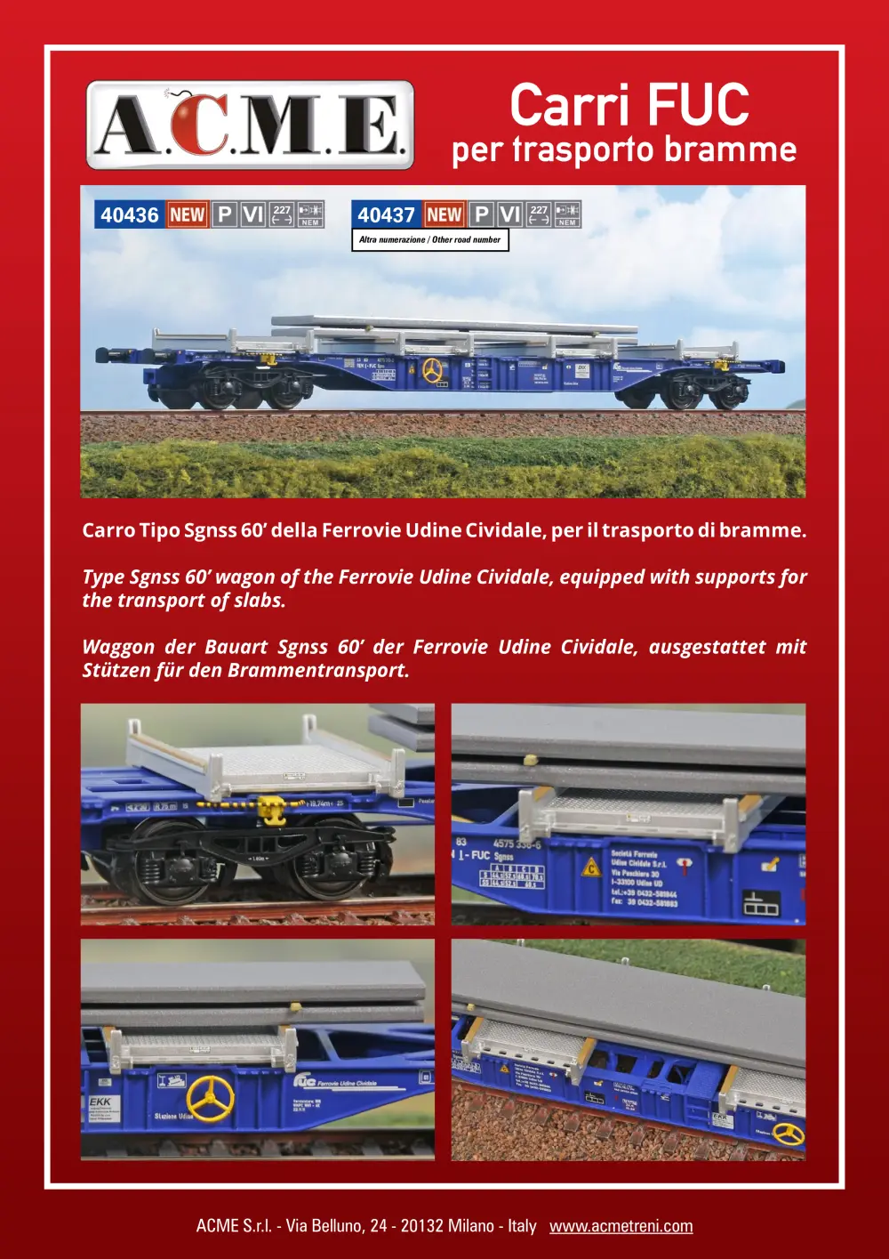ACME - Anonima Costruzioni Modellistiche Esatte - Carri FUC per trasporto bramme (ref. 40436 / 40437)