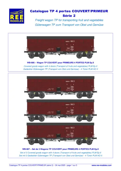 Catalogue TP 4 portes COUVERT/PRIMEUR (Série 2) - Rails Europ Express (REE) Modèles