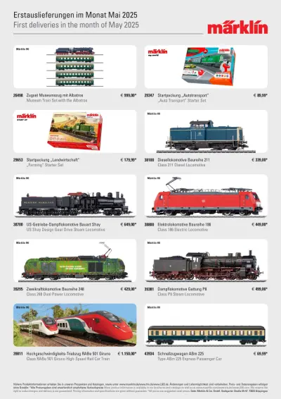 Erstauslieferungen im Monat Mai / First deliveries in the month of May 2025 - Märklin / LGB / Trix