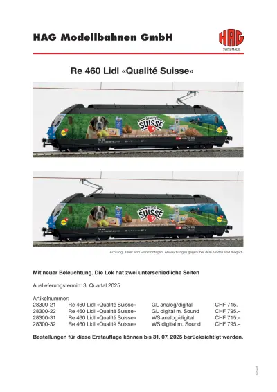 SBB CFF FFS - Re 460 Lidl "Qualité Suisse" - HAG