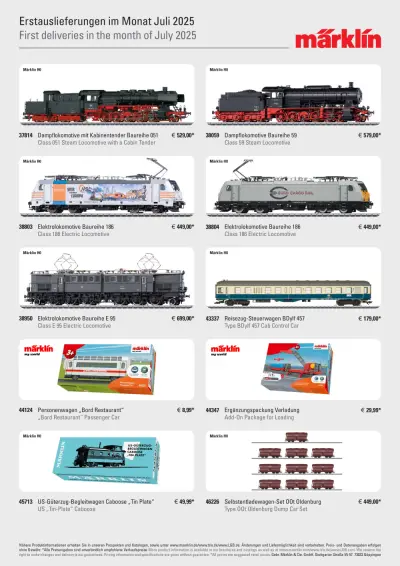 Erstauslieferungen im Monat Juli / First deliveries in the month of July 2025 - Märklin / LGB / Trix