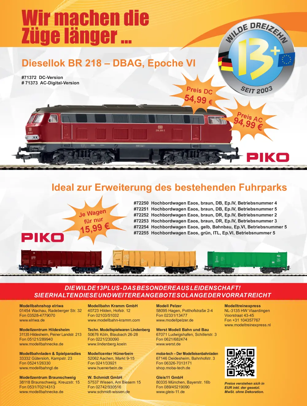 W13PLUS-HÄNDLERVEREINIGUNG - Diesellok BR 218 – DBAG, Epoche VI