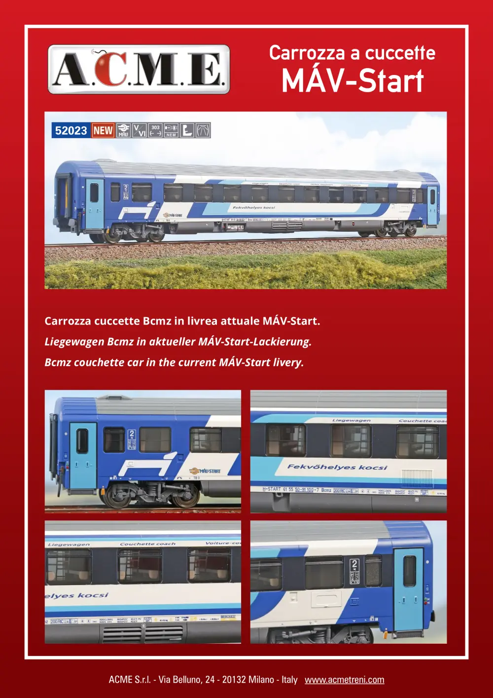 ACME - Anonima Costruzioni Modellistiche Esatte - Carrozza a cuccette MÁV-Start (ref. 52023)