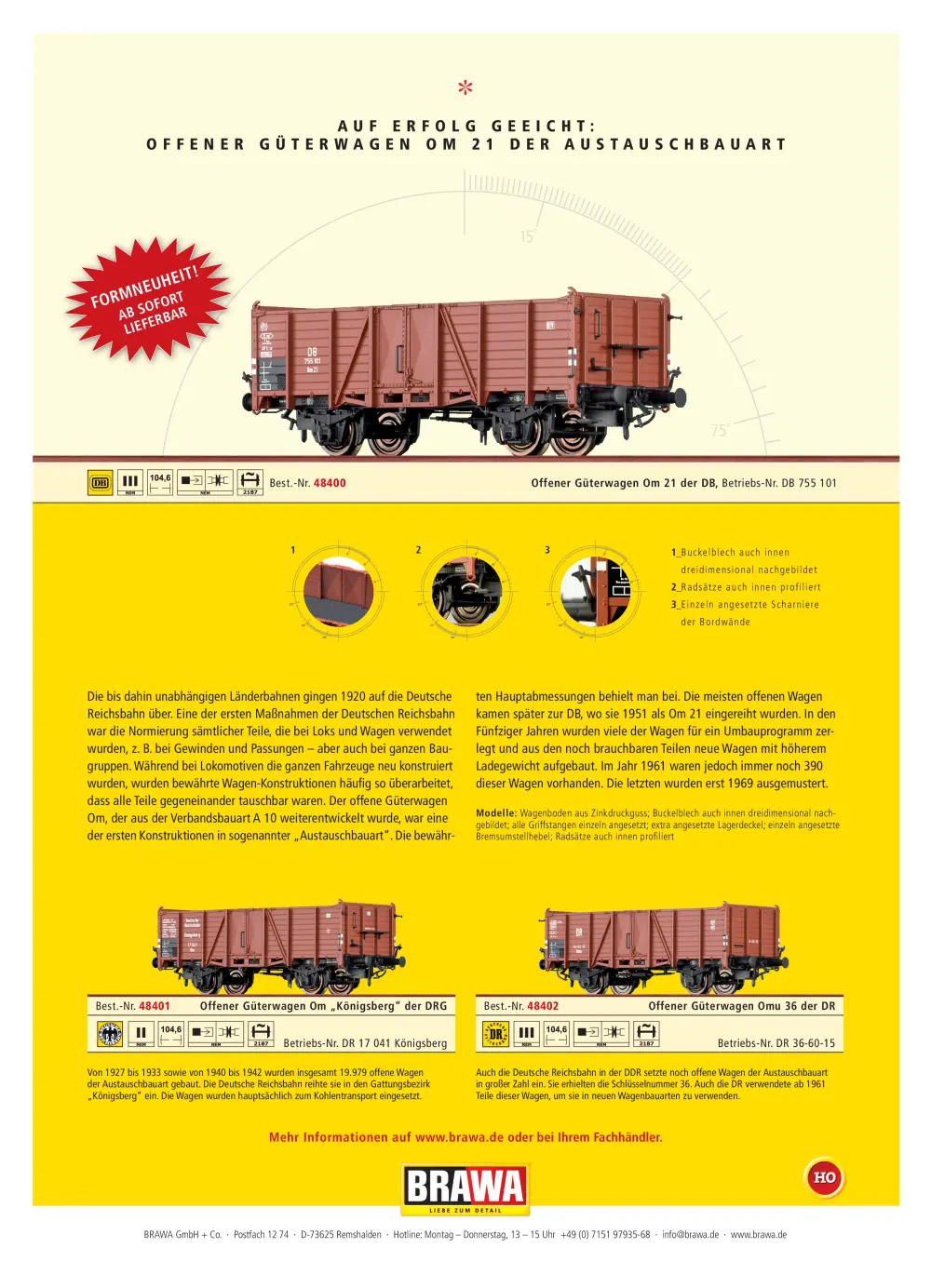 Brawa - Flyer Güterwagen Om 21
