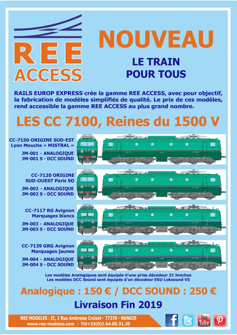 Rails Europ Express (REE) Modèles - SNCF - CC 7100