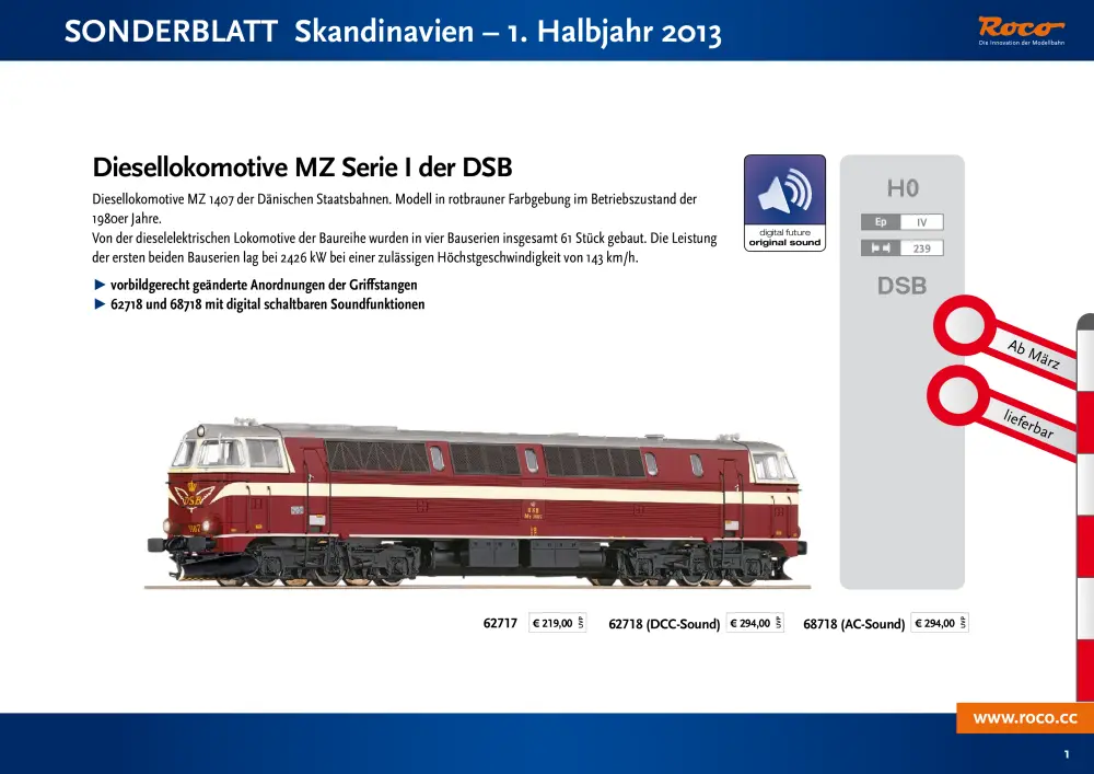 Roco - Sonderblatt Skandinavien - 1. Halbjahr 2013