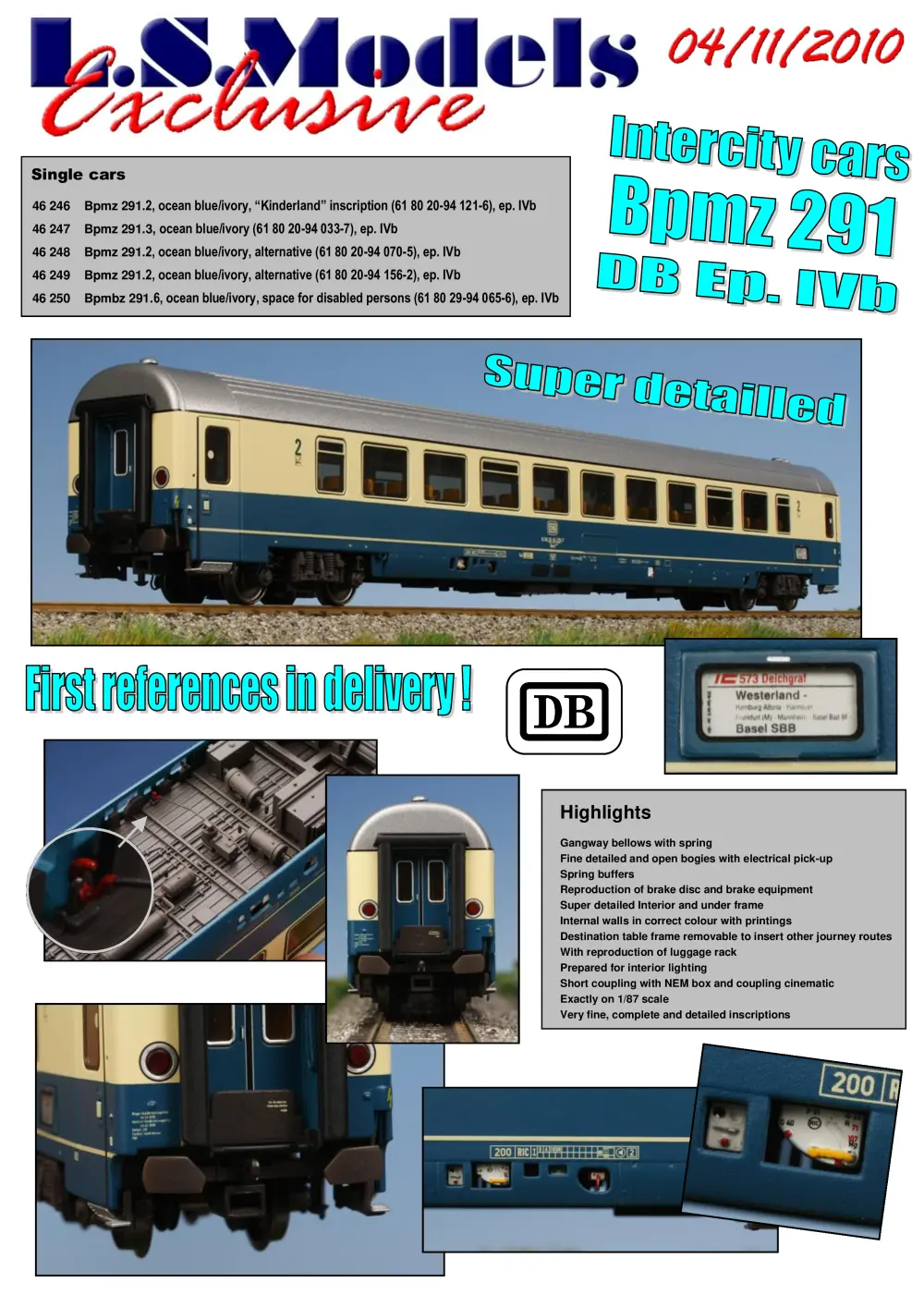 LS Models - DB Intercity cars Bpmz 291
