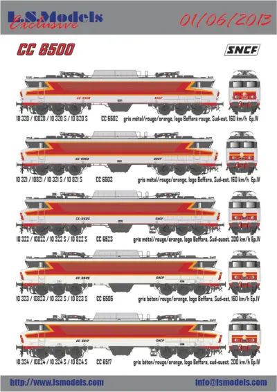 SNCF - CC 6500 + Sets TEE "Mistral" / "Étendard" / "Aquitaine" / "Capitole" - LS Models