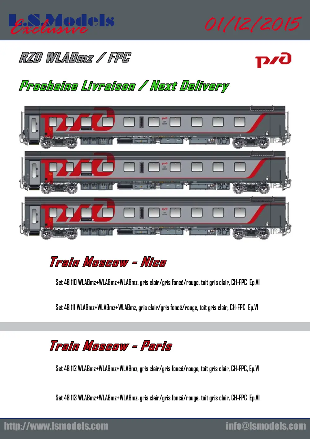 LS Models - RZD WLABmz / FPC & SNCF Standard A/B
