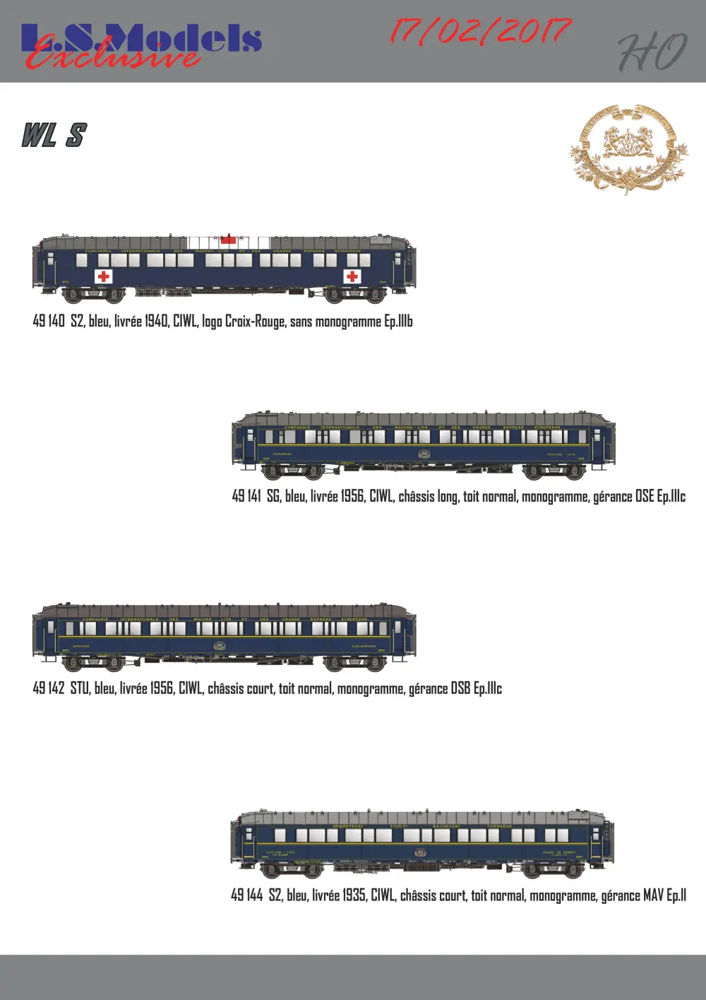 LS Models - CIWL WL S & I6 Eurofima passenger coaches